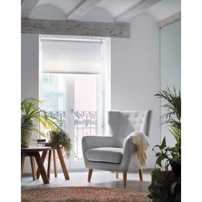 Sillón estilo vintage tapizado gris 78x77x90h