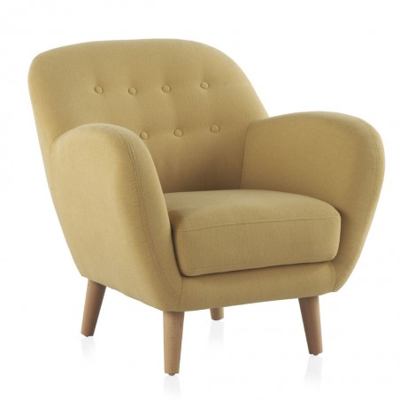 Sillón fijo de diseño tapizado mostaza 79x75x78h