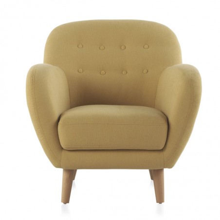 Sillón fijo de diseño tapizado mostaza 79x75x78h
