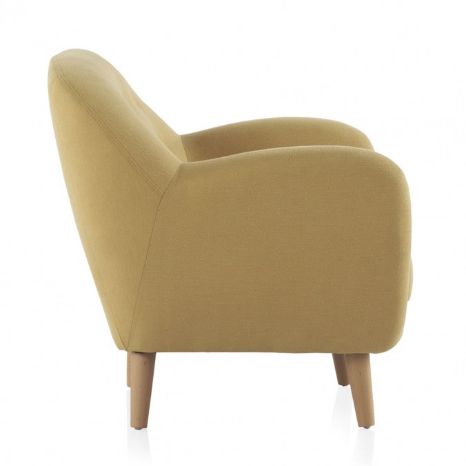 Sillón fijo de diseño tapizado mostaza 79x75x78h