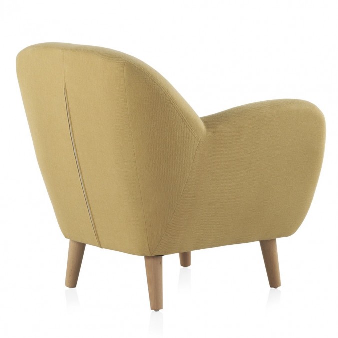 Sillón fijo de diseño tapizado mostaza 79x75x78h