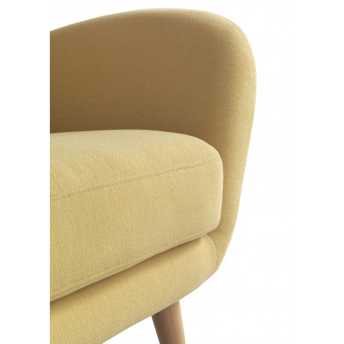 Sillón fijo de diseño tapizado mostaza 79x75x78h