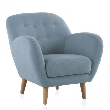 Sillón fijo de diseño tapizado celeste 79x75x78h