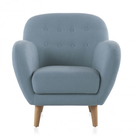 Sillón fijo de diseño tapizado celeste 79x75x78h