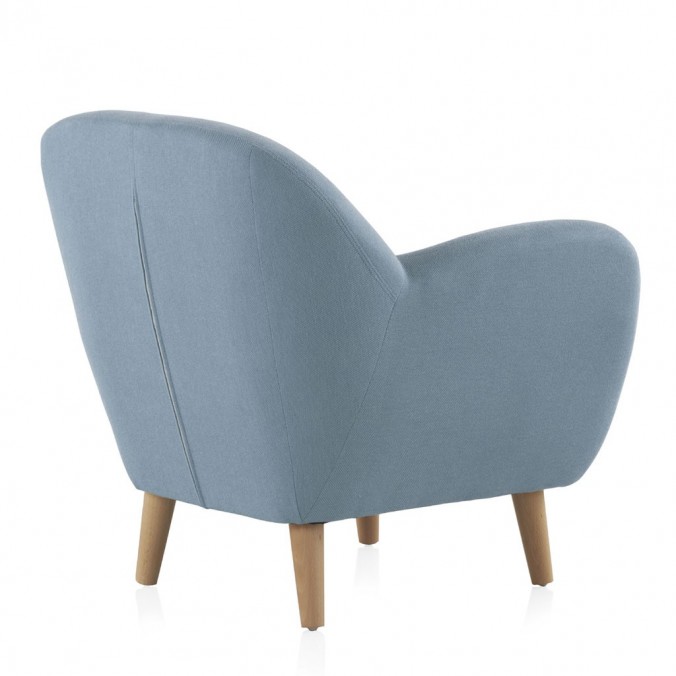Sillón fijo de diseño tapizado celeste 79x75x78h