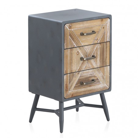 Mesilla 3 cajones estilo industrial abeto 40x35x67h