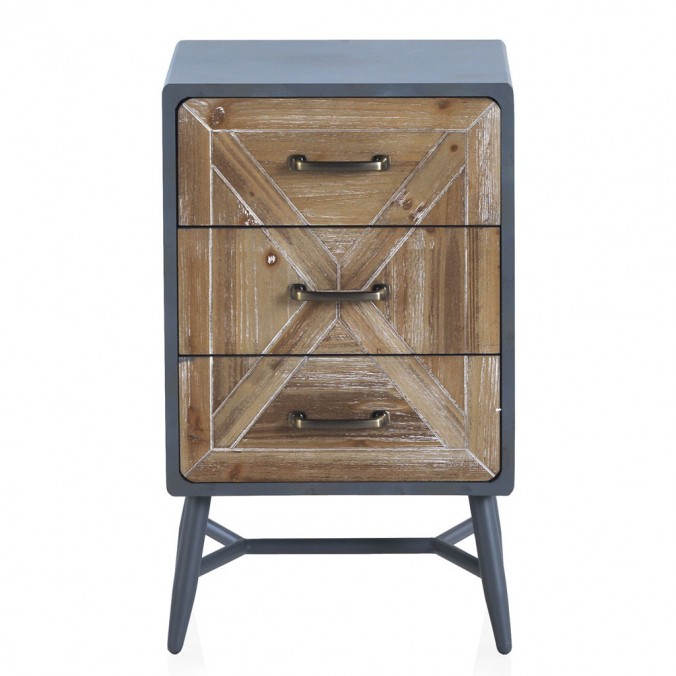 Mesilla 3 cajones estilo industrial abeto 40x35x67h