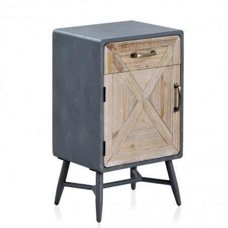 Mesilla puerta y cajón estilo industrial abeto 40x35x70h