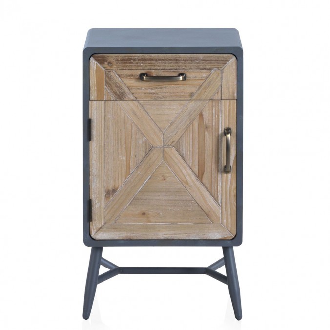 Mesilla puerta y cajón estilo industrial abeto 40x35x70h