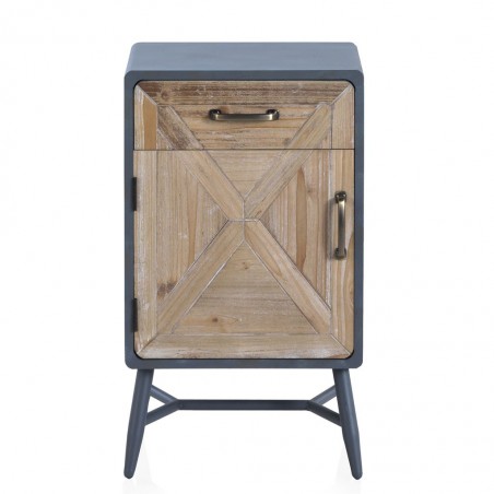 Mesilla puerta y cajón estilo industrial abeto 40x35x70h