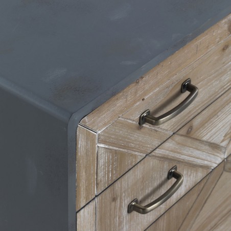 Cómoda 5 cajones estilo industrial abeto 78x41x82h