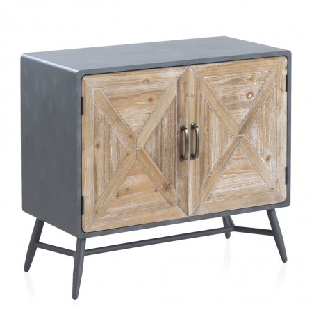 Pequeño aparador 2 puertas estilo industrial abeto 78x41x82h