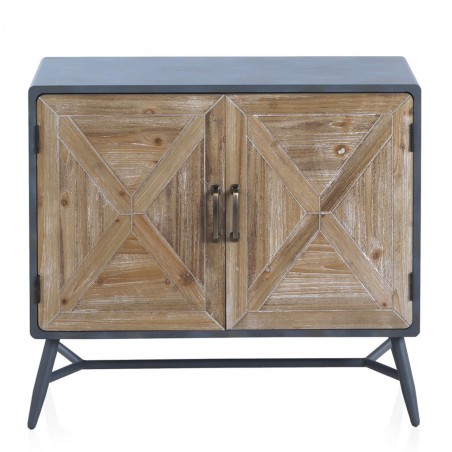 Pequeño aparador 2 puertas estilo industrial abeto 78x41x82h