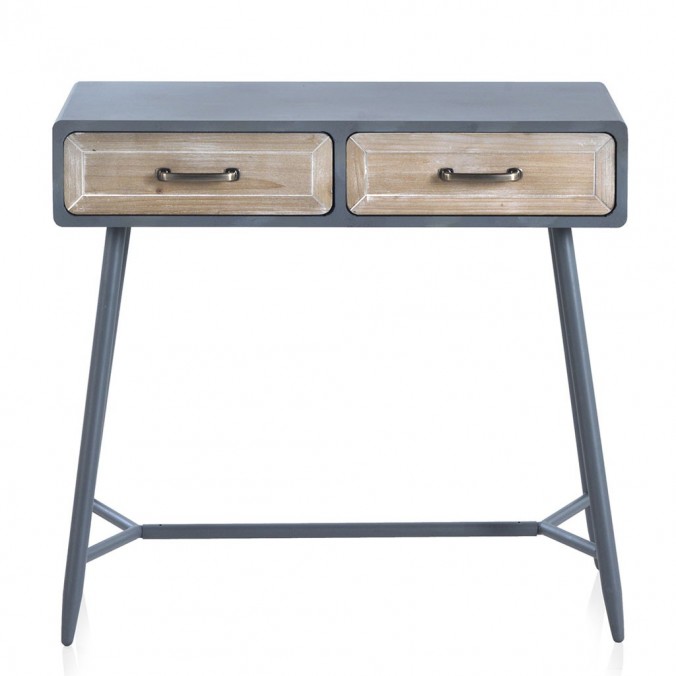 Consola 2 cajones estilo industrial abeto 80x41x75h