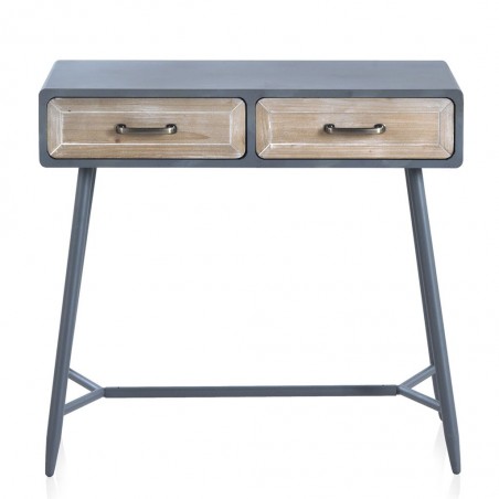 Consola 2 cajones estilo industrial abeto 80x41x75h
