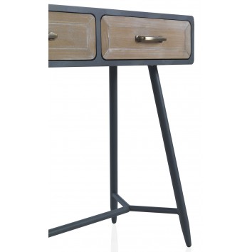 Consola 2 cajones estilo industrial abeto 80x41x75h 2