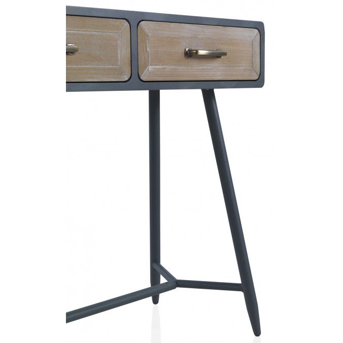 Consola 2 cajones estilo industrial abeto 80x41x75h