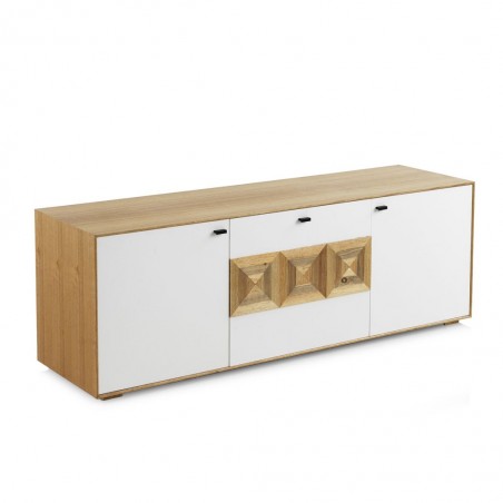 Mueble TV estilo contemporaneo 160x45x55h mdf y teka