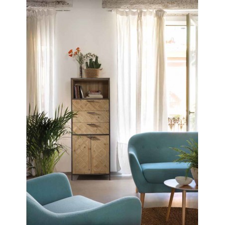 Estantería aparador estilo industrial 60x38x158h hierro y abeto