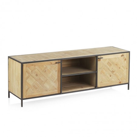 Mueble TV estilo industrial 150x40x50h hierro y abeto