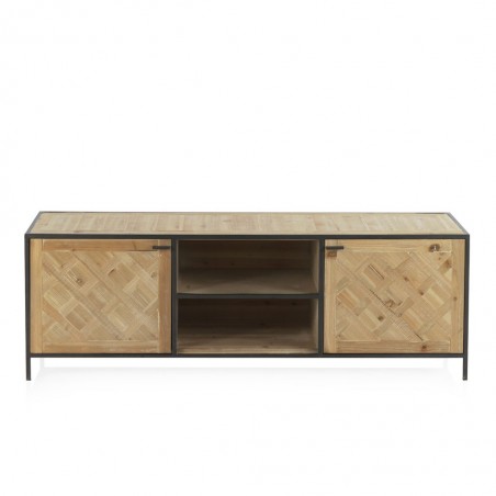 Mueble TV estilo industrial 150x40x50h hierro y abeto