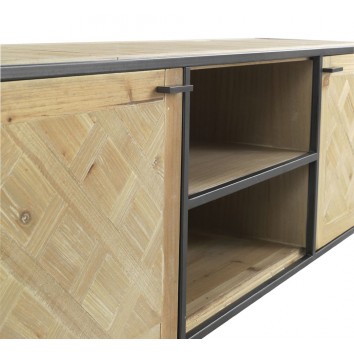 Mueble TV estilo industrial 150x40x50h hierro y abeto 2
