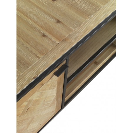 Mueble TV estilo industrial 150x40x50h hierro y abeto