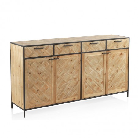 Aparador estilo industrial 160x40x85h hierro y abeto