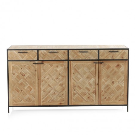 Aparador estilo industrial 160x40x85h hierro y abeto