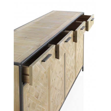 Aparador estilo industrial 160x40x85h hierro y abeto