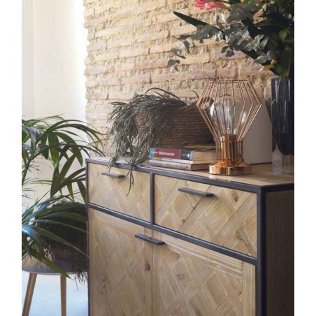 Aparador estilo industrial 90x40x90h hierro y abeto