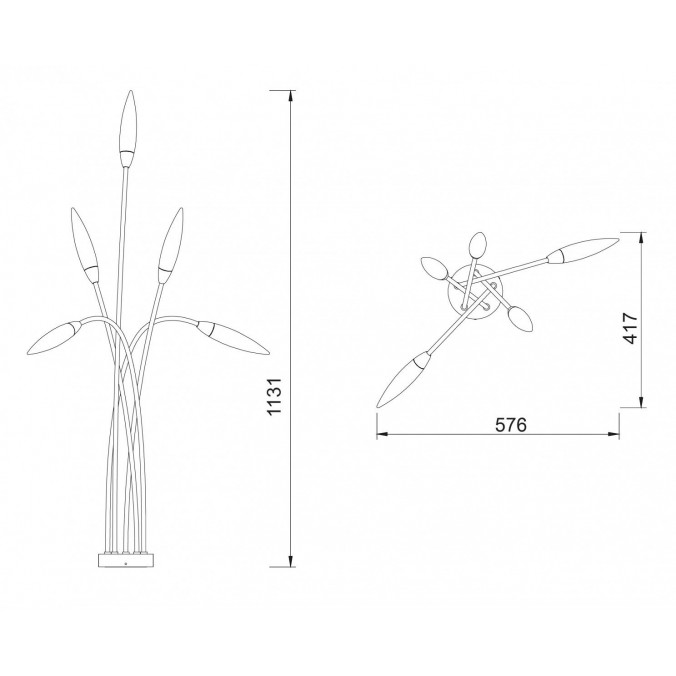 Lámpara pie de exterior 113cm 5L serie Espiga