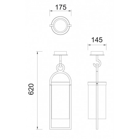 Lámpara plafón de exterior 62cm serie Maya