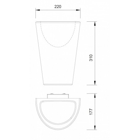 Aplique de pared exterior 30cm serie Teja