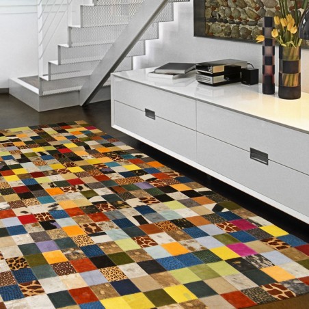 Alfombra piel de vaca MULTIMIX - varios tamaños