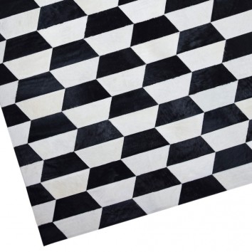 Alfombra piel de vaca MERENGUE trama trapecio negro - varios tamaños 2