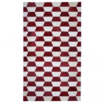 Alfombra piel de vaca MERENGUE trama trapecio rojo - varios tamaños