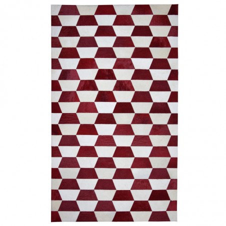 Alfombra piel de vaca MERENGUE trama trapecio rojo - varios tamaños