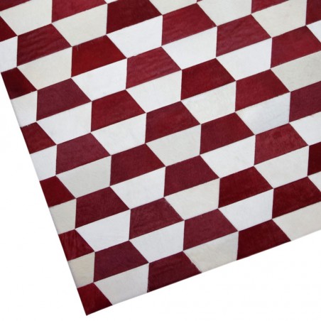 Alfombra piel de vaca MERENGUE trama trapecio rojo - varios tamaños