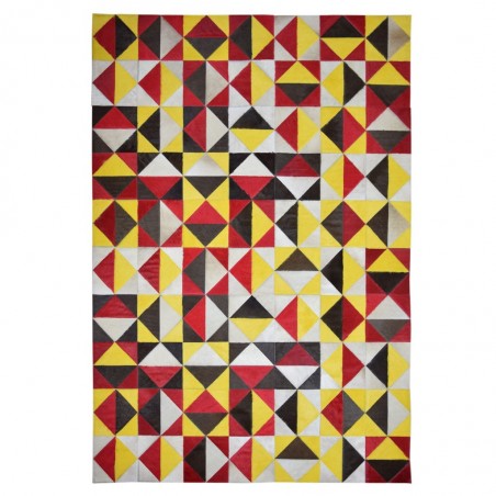 Alfombra piel de vaca MERENGUE trama multicolor - varios tamaños