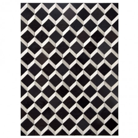 Alfombra piel de vaca MERENGUE cuadros negro - varios tamaños