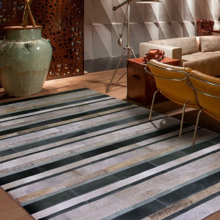 Alfombra piel de vaca serie FRONTERA lineas I - varios tamaños