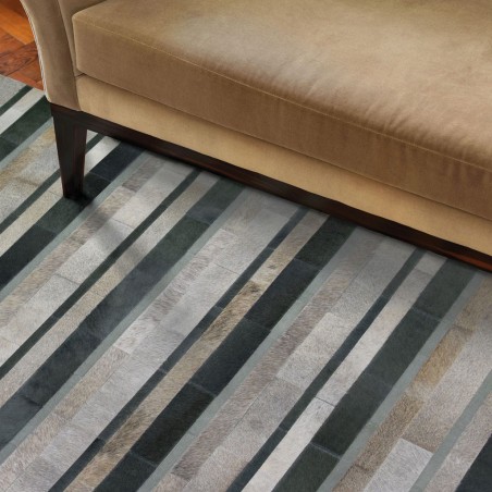 Alfombra piel de vaca serie FRONTERA lineas II - varios tamaños