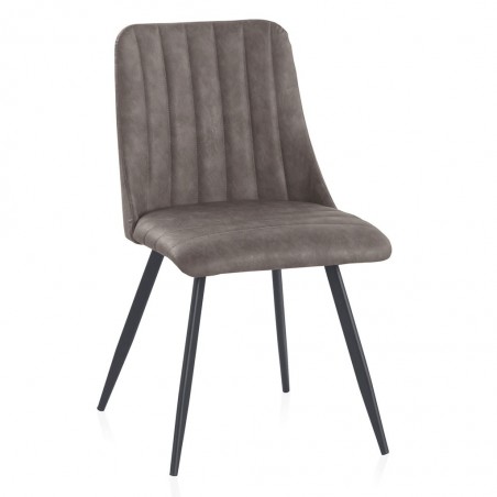 Silla vintage en polipiel taupé 47x56x83h