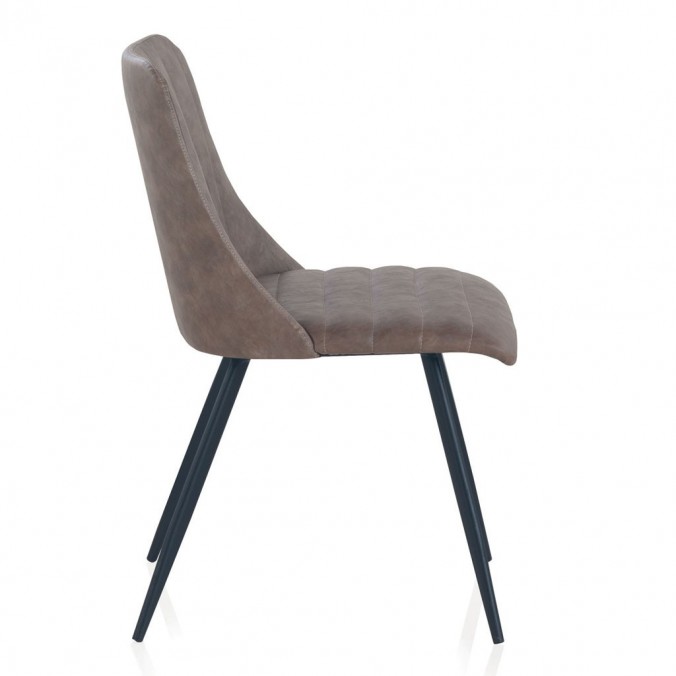 Silla vintage en polipiel taupé 47x56x83h