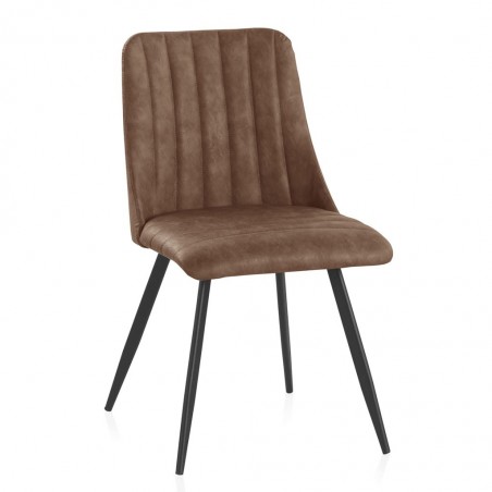 Silla vintage en polipiel marrón 47x56x83h