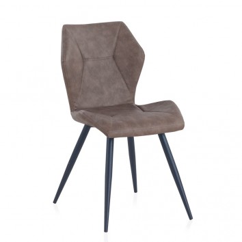 Silla vintage en polipiel taupé 47x57x83h