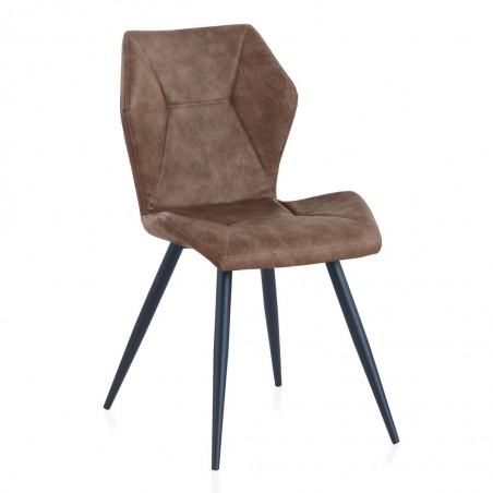 Silla vintage en polipiel marrón 47x57x83h