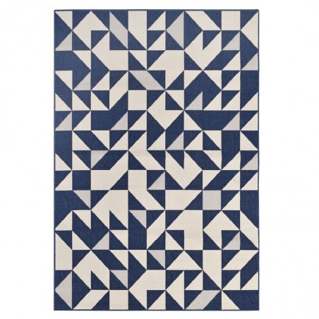 Alfombra de exterior BROADWAY cuadritos azul - varios tamaños