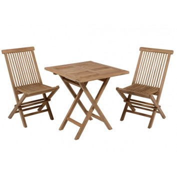 Mesa cuadrada + 2 sillas teca - 70x70x77h